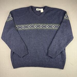 Vintage 90s Northern Elements Size XL Grandpa Sweater Cottagecore Cozy Navy